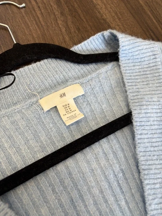 H&M Light Blue Ribbed Button-Up Women's Cardigan - Picture 2 of 2